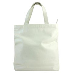 Chanel Cc Logo Embossed 22cca11617 White Leather Tote