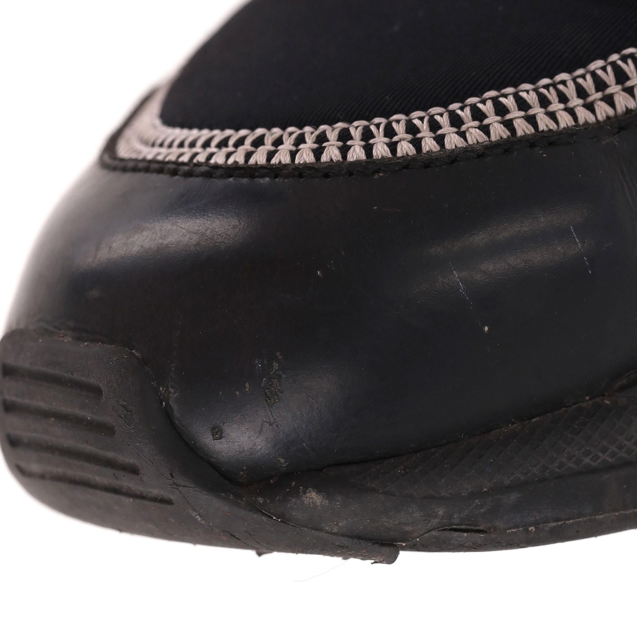 Chanel 'CC' Logo Embroidered Neoprene & Leather Sneakers For Sale 5