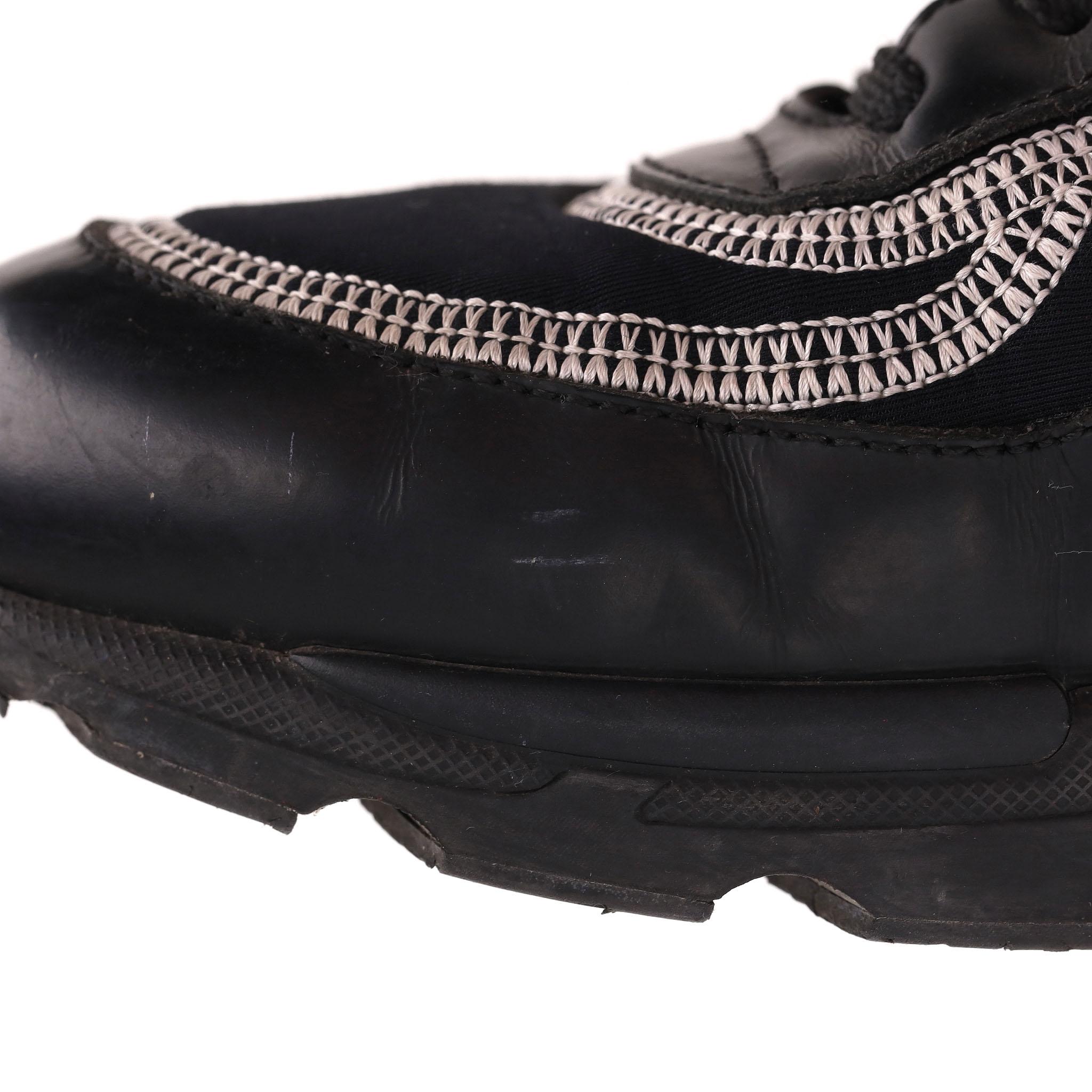 Chanel 'CC' Logo Embroidered Neoprene & Leather Sneakers For Sale 6