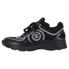 Chanel 'CC' Logo Embroidered Neoprene & Leather Sneakers
