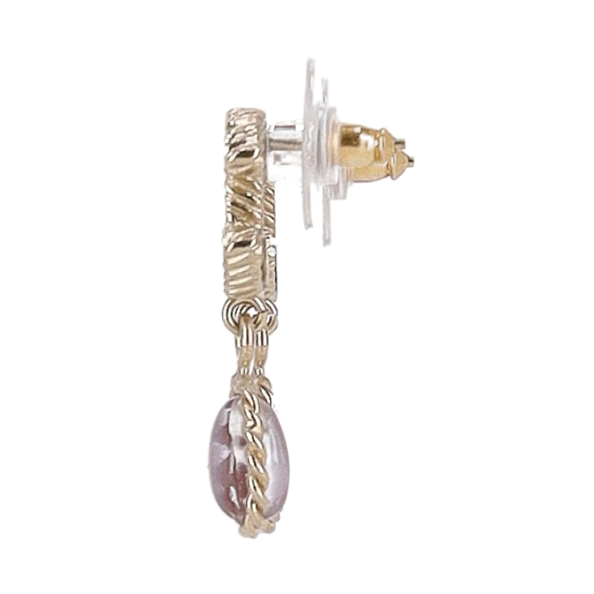 Women's or Men's Chanel 'CC' Logo Enamel & Crystal Dangle Earrings For Sale
