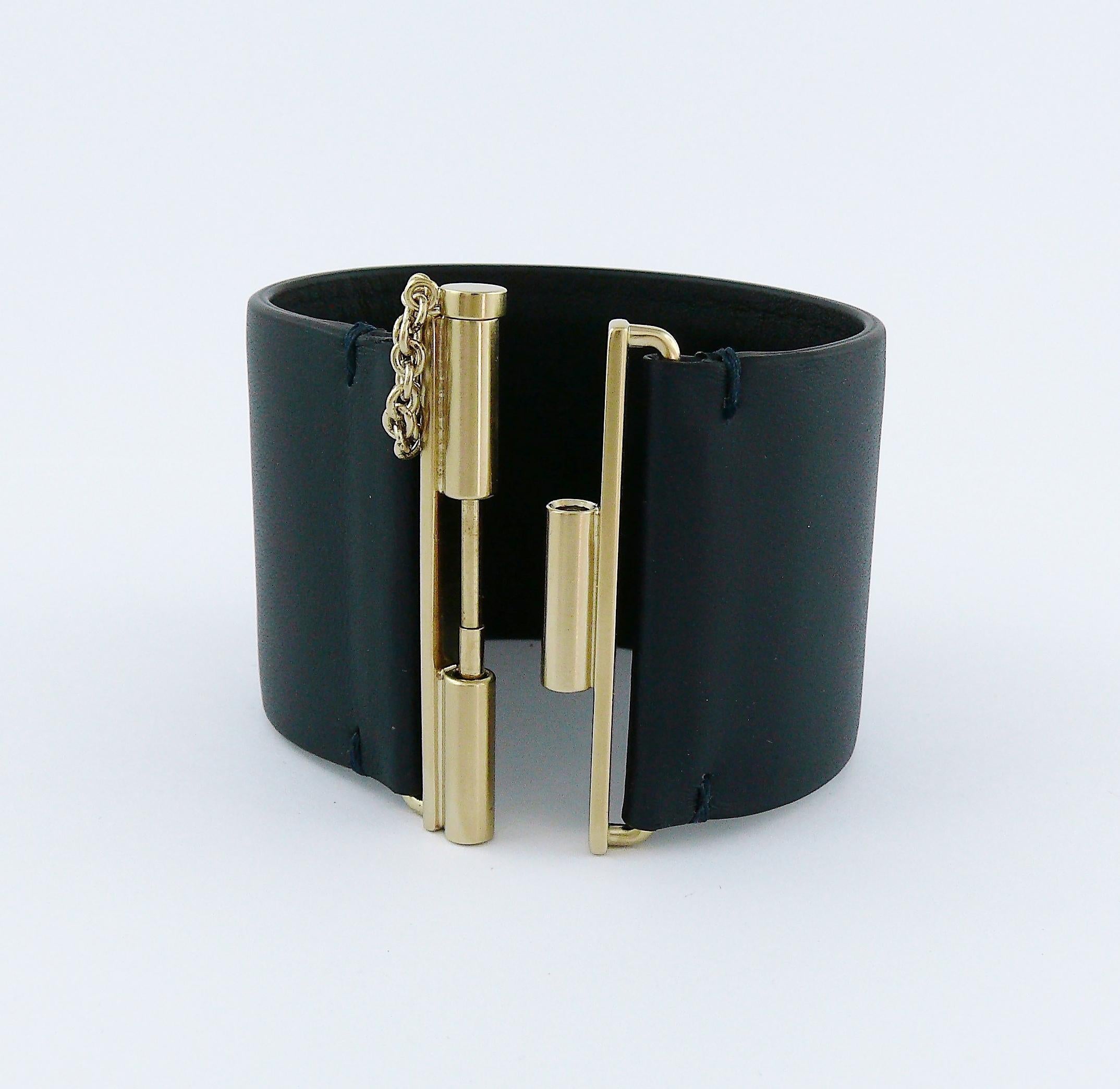 Chanel CC Logo Exclusive Edition Wide Leather Cuff Bracelet 1