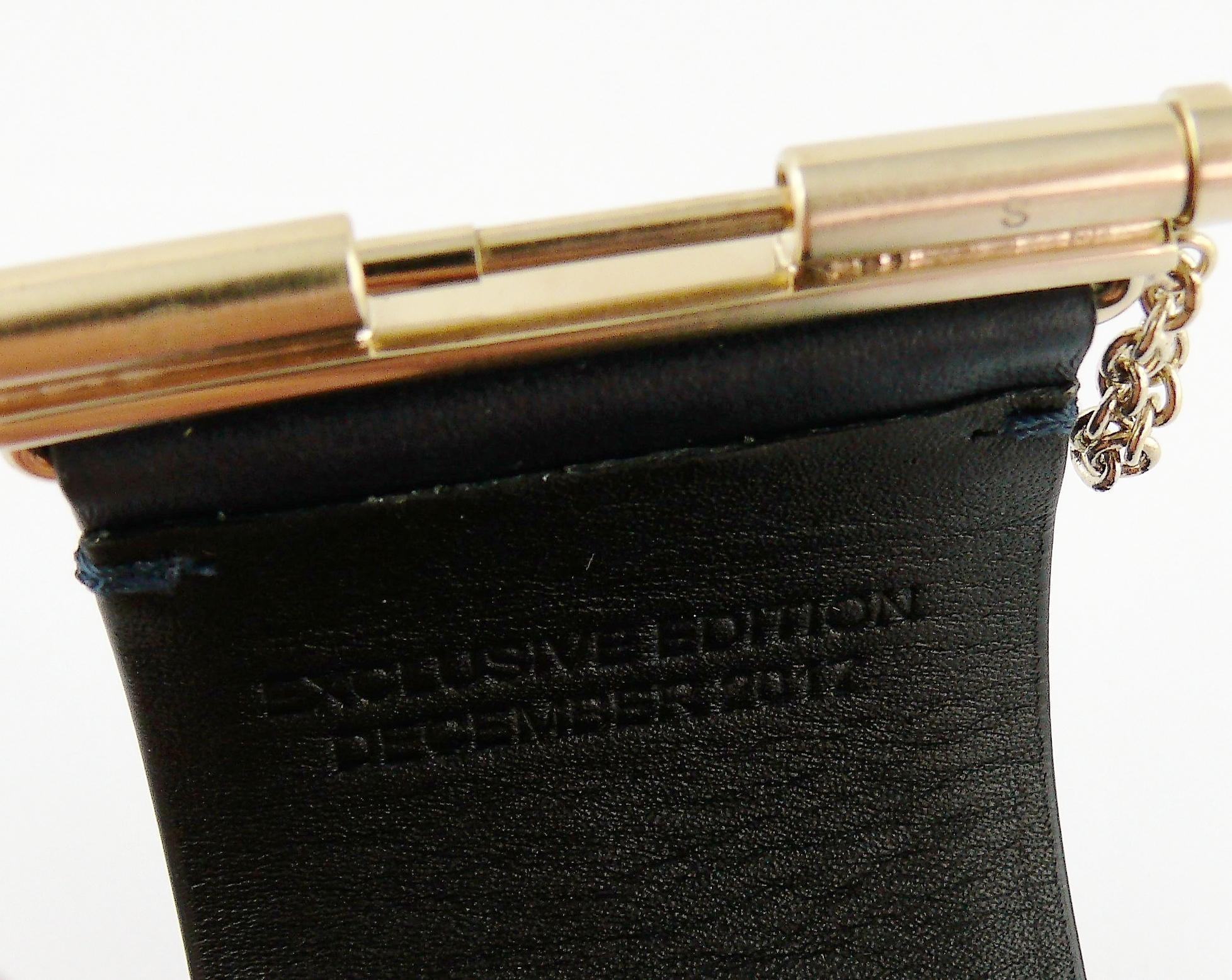 Chanel CC Logo Exclusive Edition Wide Leather Cuff Bracelet 2