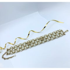 Chanel CC Logo Faux Pearl Choker Necklace 2000s