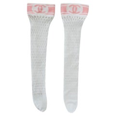 Chanel 'CC' Logo Fishnet Knee Socks