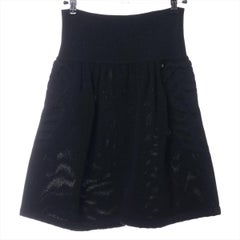 Chanel CC Logo Glitter Wool Knit Skirt Black