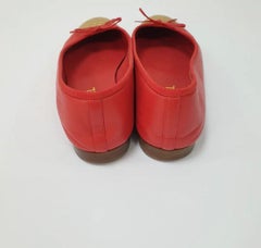 Chanel CC Logo Gold Red Ballet Flats