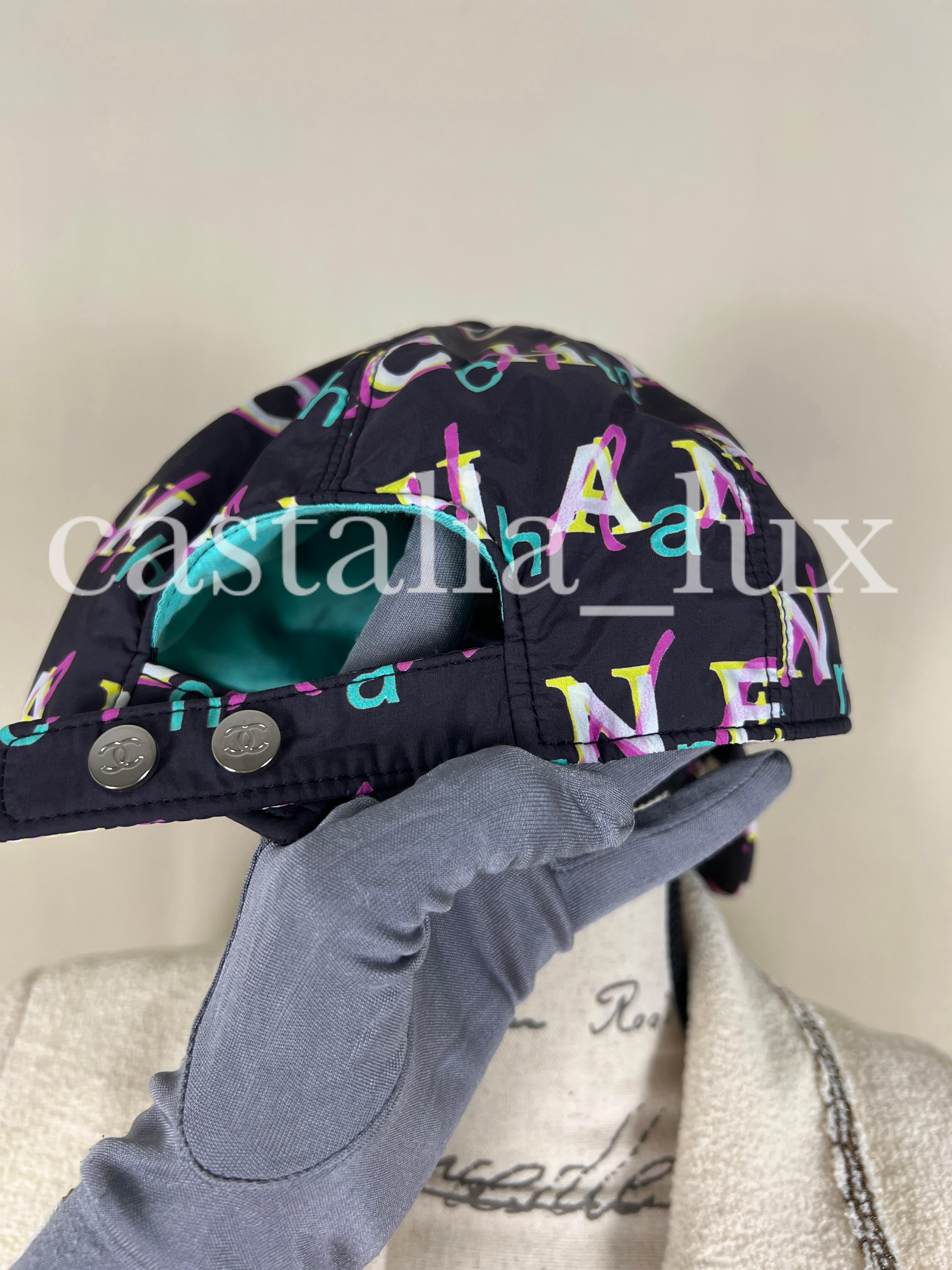 Chanel CC Logo Graffiti Black Baseball Cap 2
