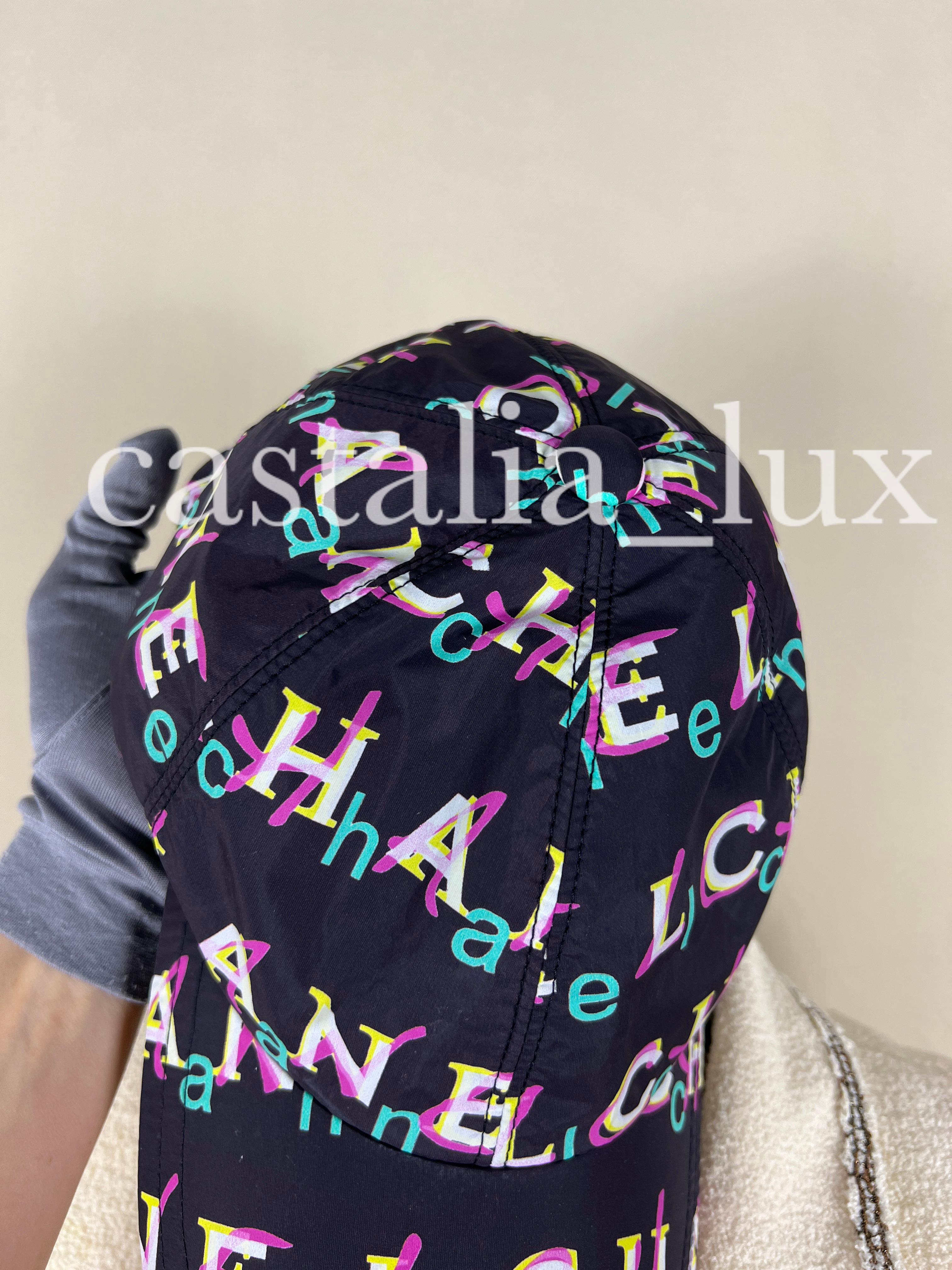 Chanel CC Logo Graffiti Black Baseball Cap For Sale 4