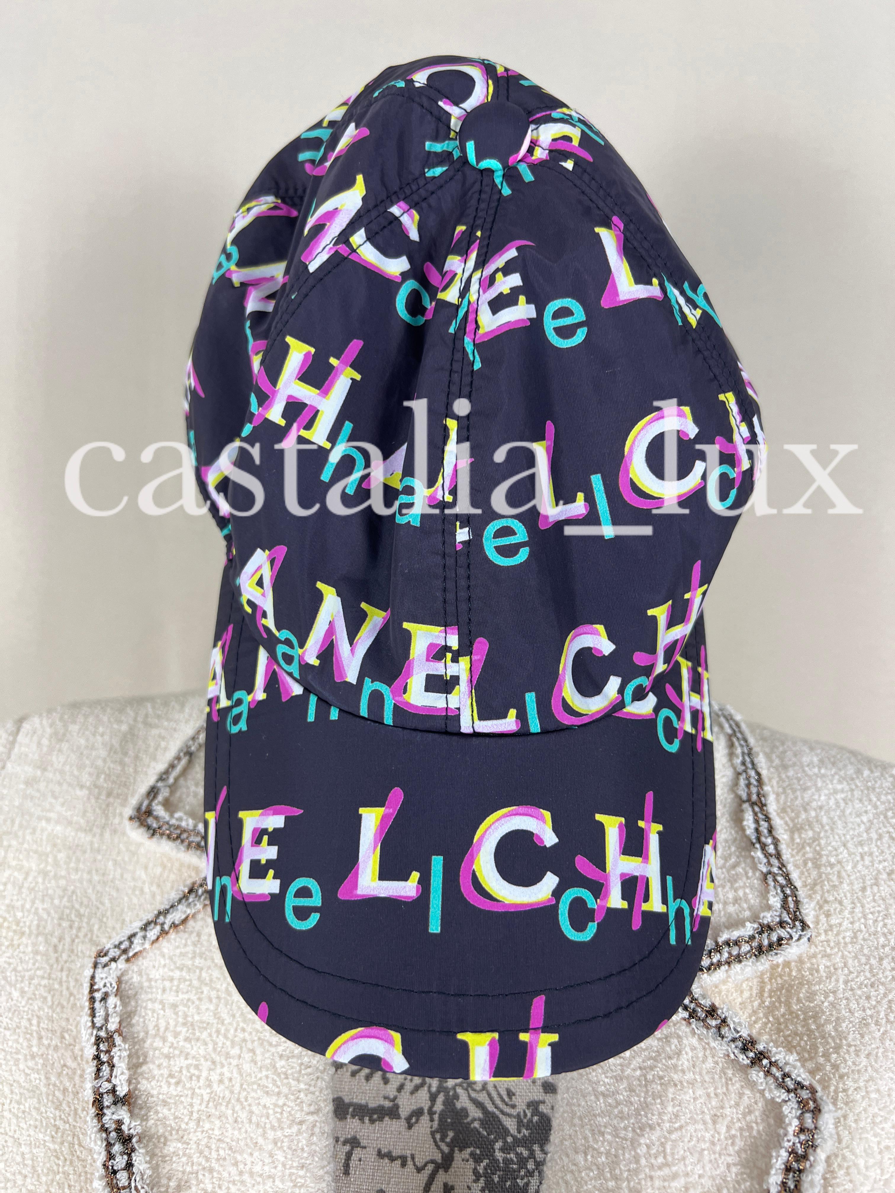 Chanel CC Logo Graffiti Black Baseball Cap For Sale 5