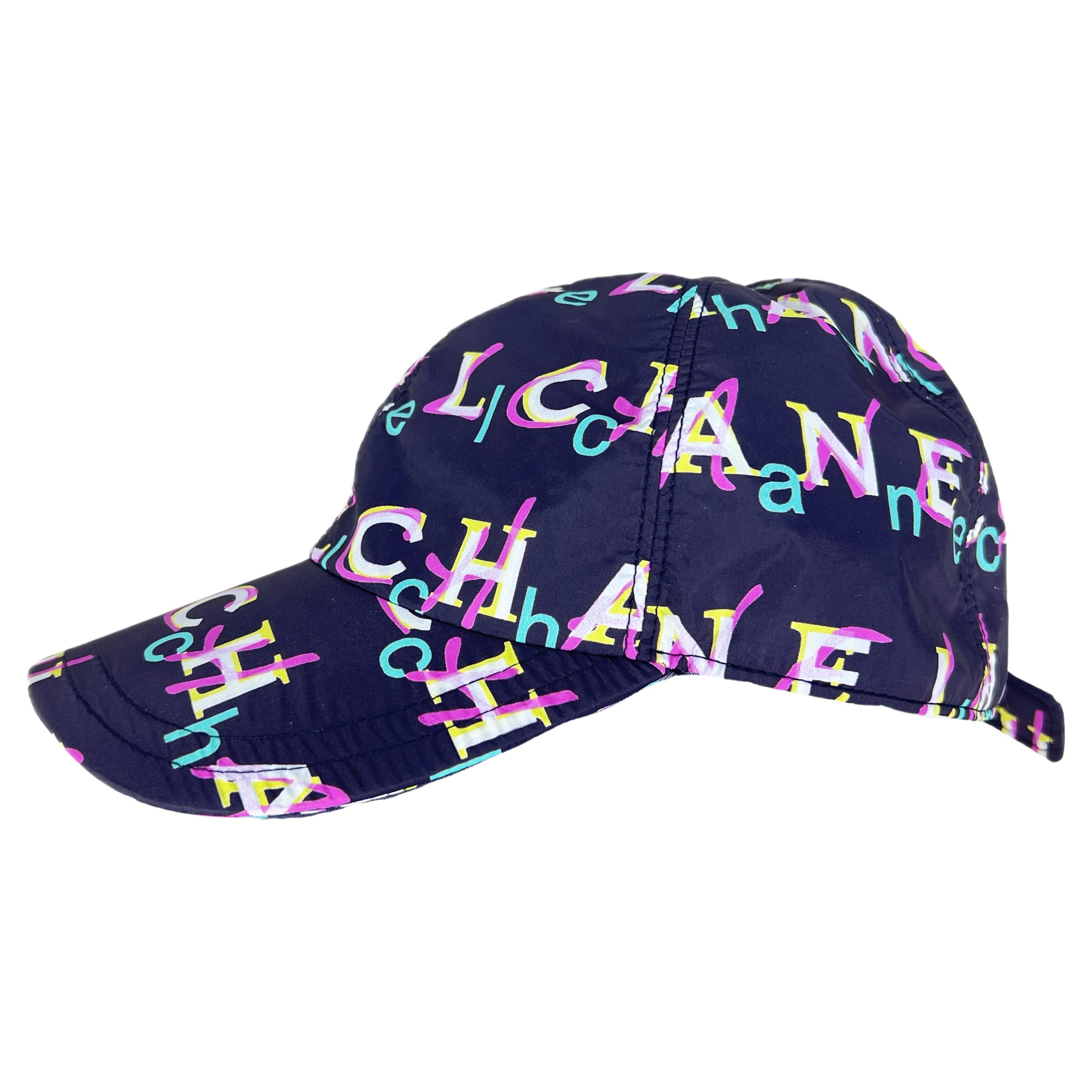 Chanel CC Logo Graffiti Black Baseball Cap For Sale
