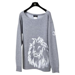 Chanel CC Logo Grauer Kaschmir-Pullover