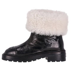 Chanel 'CC' Logo Lambskin &amp; Shearing Ankle Boots