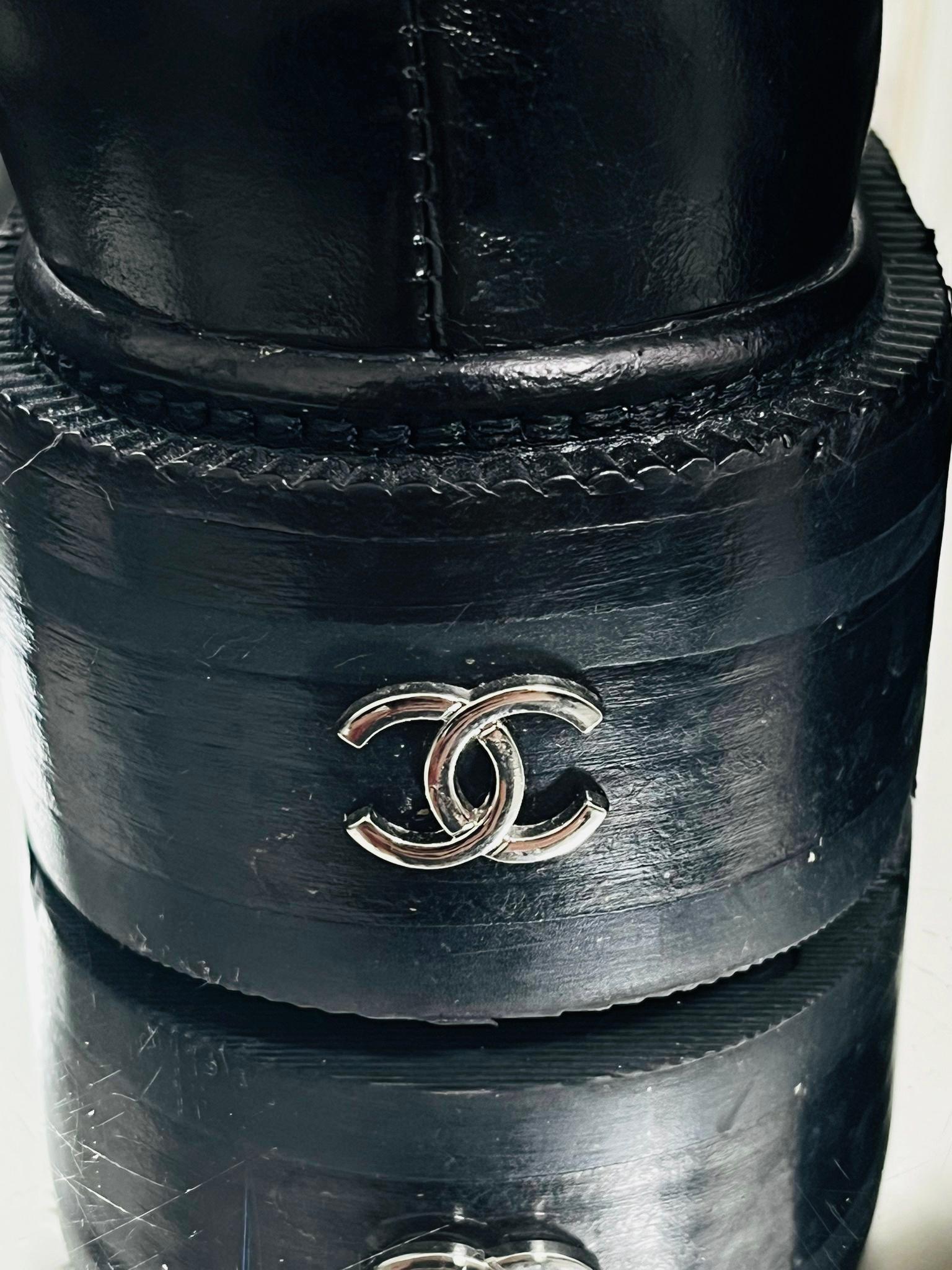 Chanel 'CC' Logo Lambskin & Shearing Ankle Boots For Sale 4