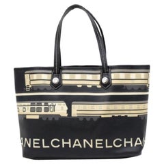 Chanel Cc Logo Le Tren Shopper 234425 Tote in tela rivestita nera
