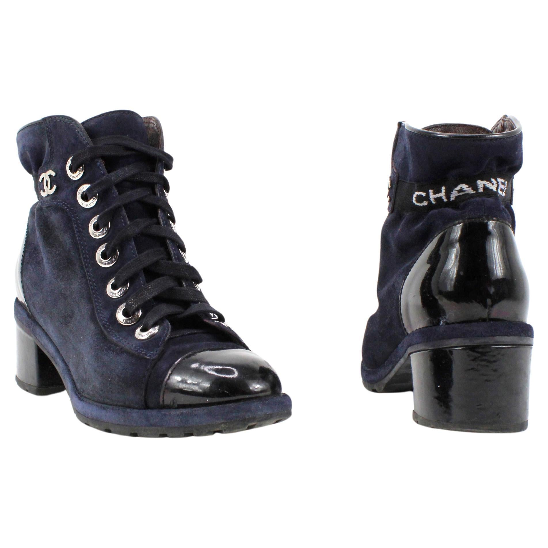 Chanel CC Logo Leather Boots  For Sale