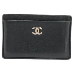 Chanel CC Logo Leather Card Case Black