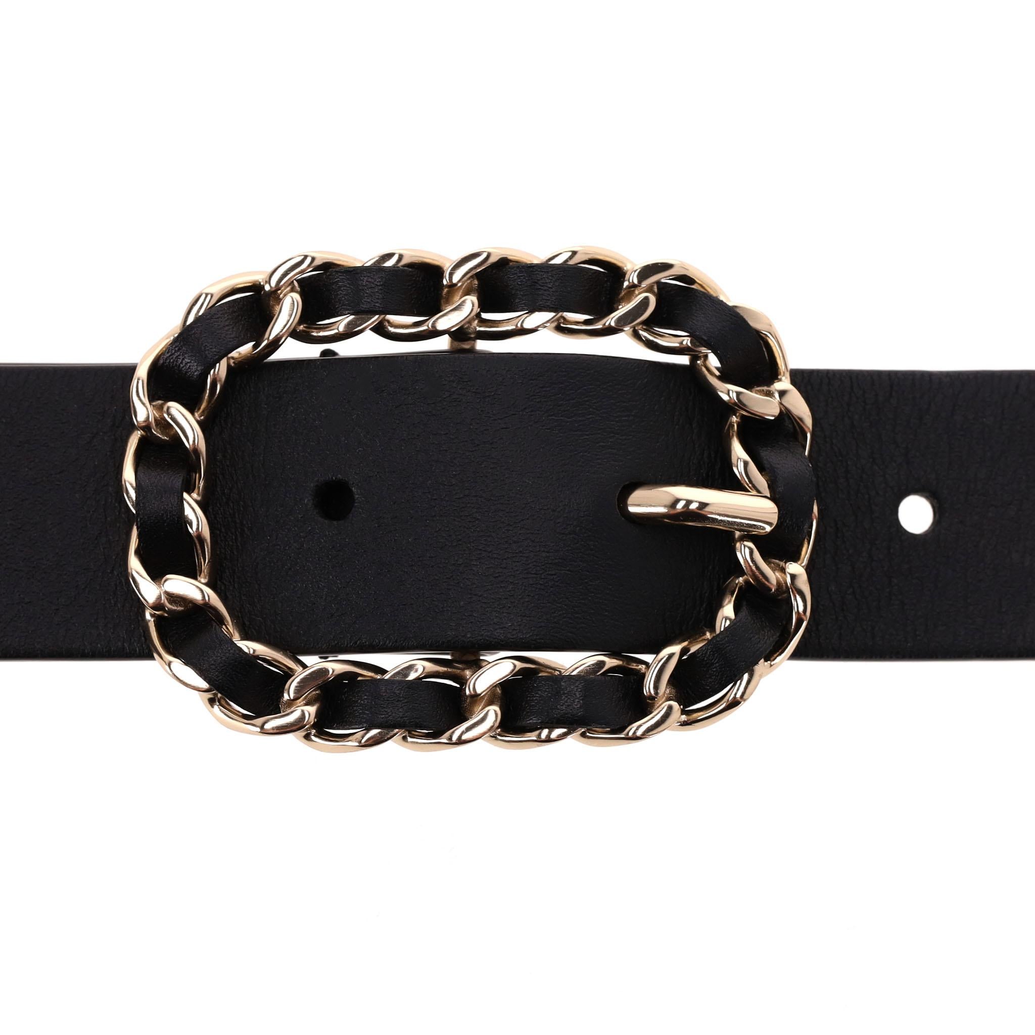 Cintura Chanel con logo 'CC', pelle e catena con perle in vendita 1