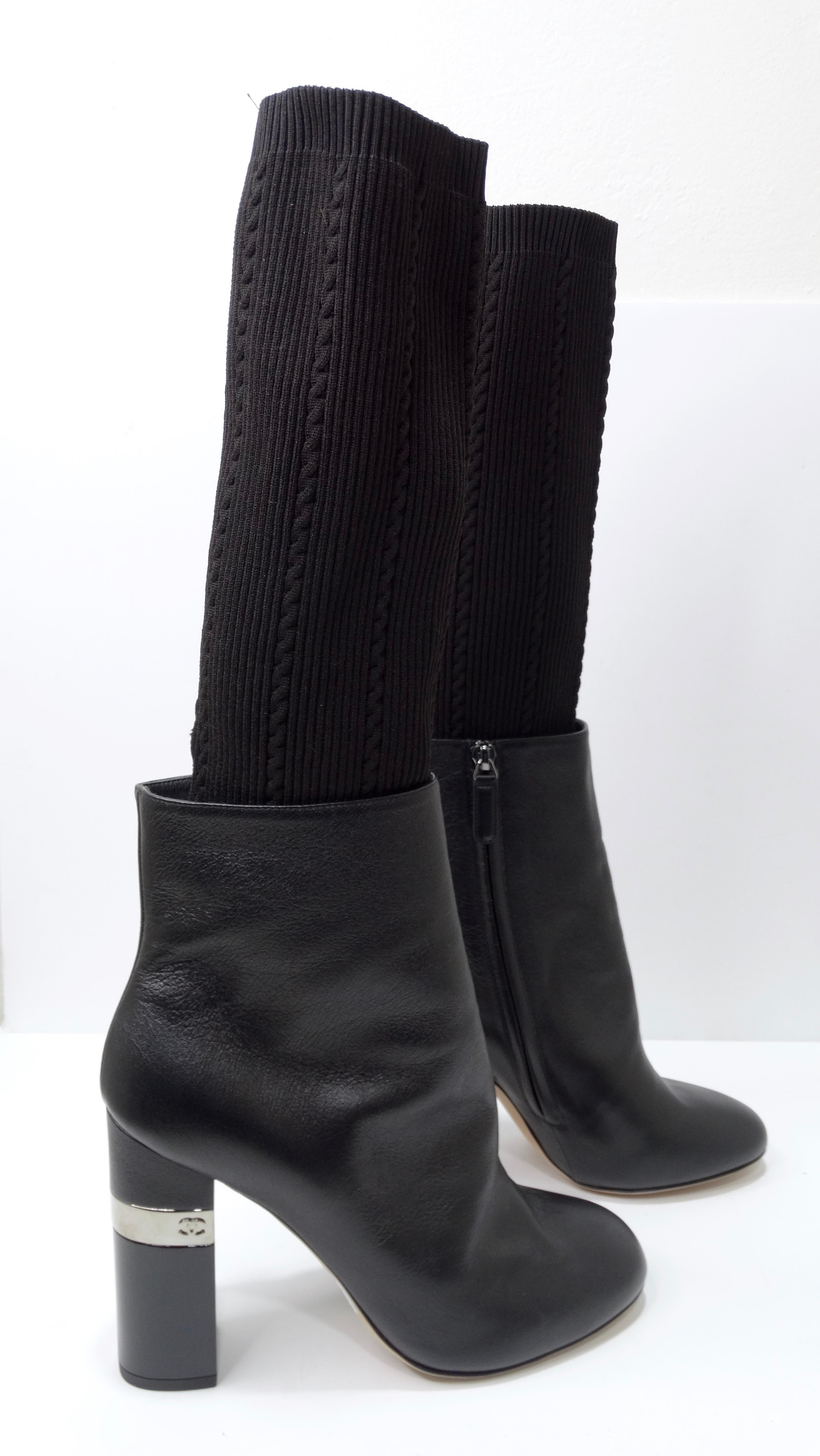 CHANEL CC Logo Leather Sock Boots 2