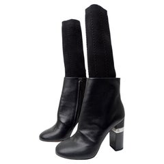 CHANEL CC Logo Leather Sock Boots