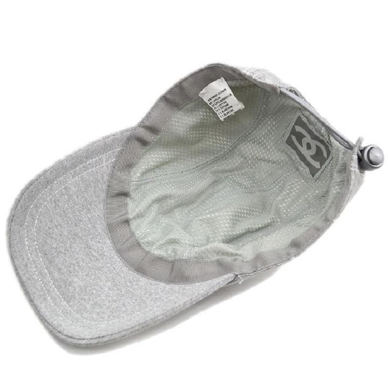 CHANEL CC Logo Light Gray Nylon Cotton Sport Line Men's Women's Baseball Cap Hat 2