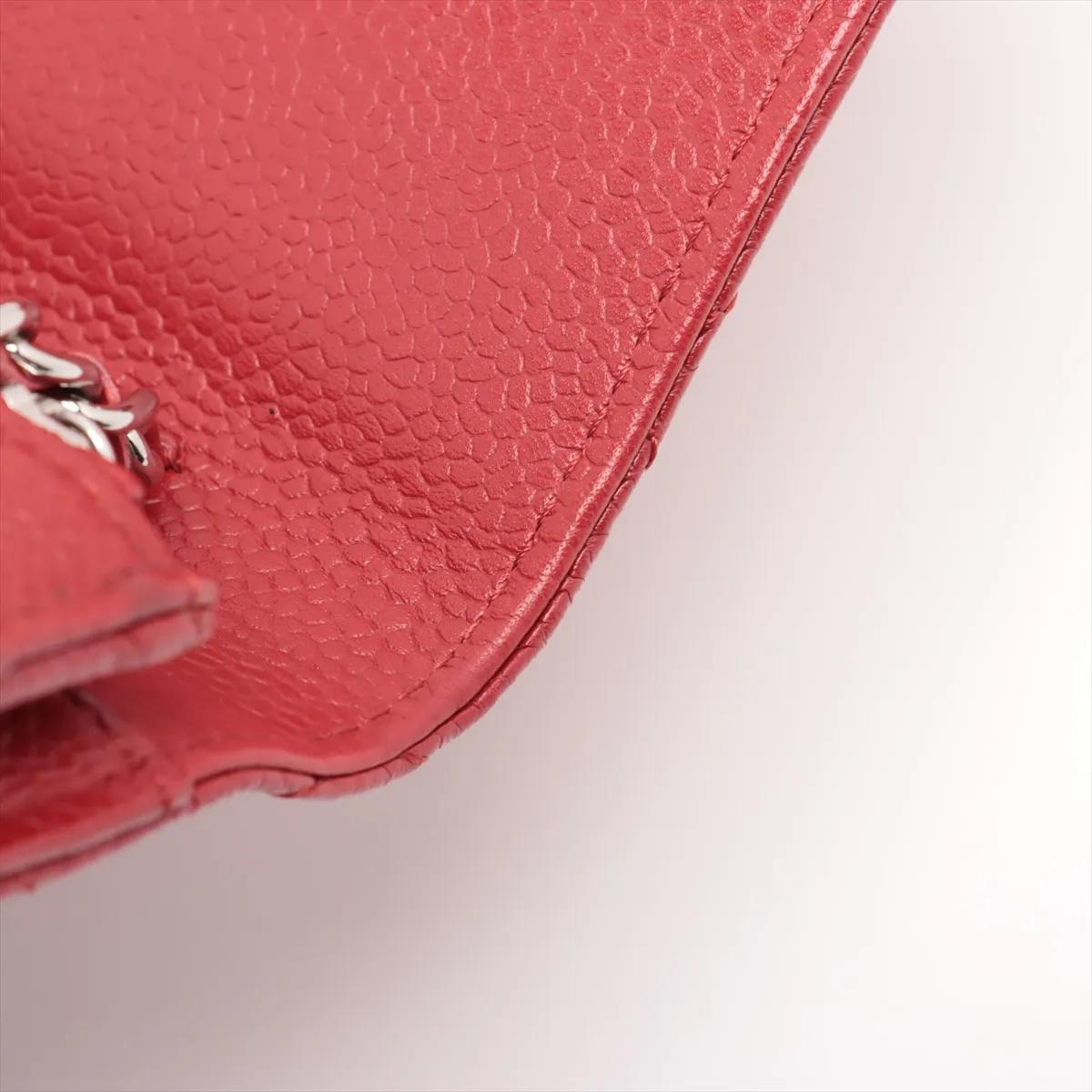 Chanel CC Logo Matelasse Caviar Skin Chain Wallet Rouge en vente 13