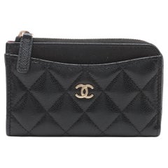 *Portafoglio Chanel CC Logo Matelasse Caviar Skin Coin Card Nero