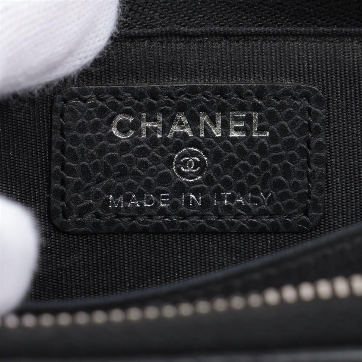 Chanel CC Logo Matelasse Caviar Skin Coin Case Zippy Wallet Black For Sale 3