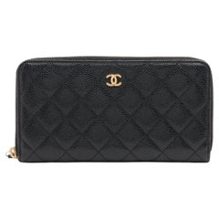 Cartera Chanel CC Logo Matelasse Piel de Caviar Zippy Negro