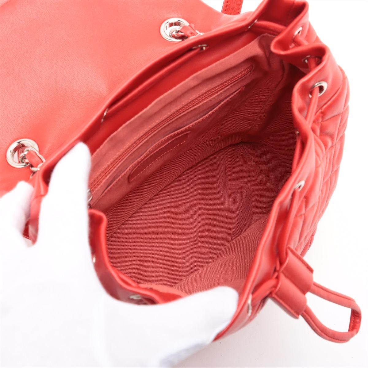 Chanel CC Logo Matelasse Lambskin Chain Drawstring Backpack Red * PREORDER * For Sale 5