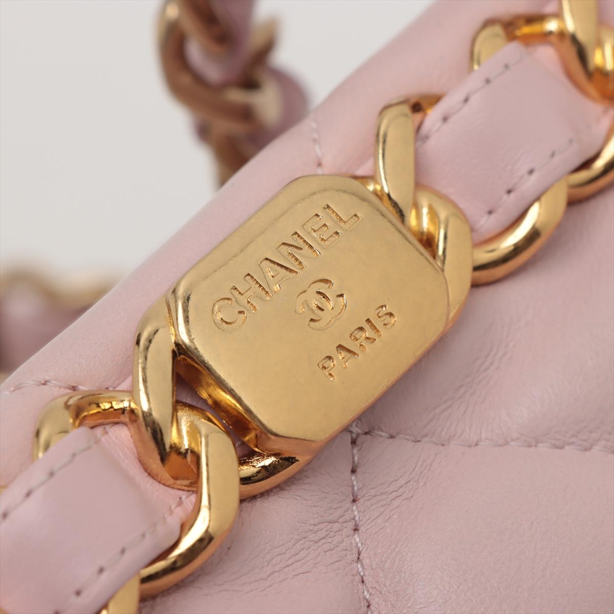 Chanel CC Logo Matelasse Lambskin Chain Shopping Tote Bag Pink For Sale 10