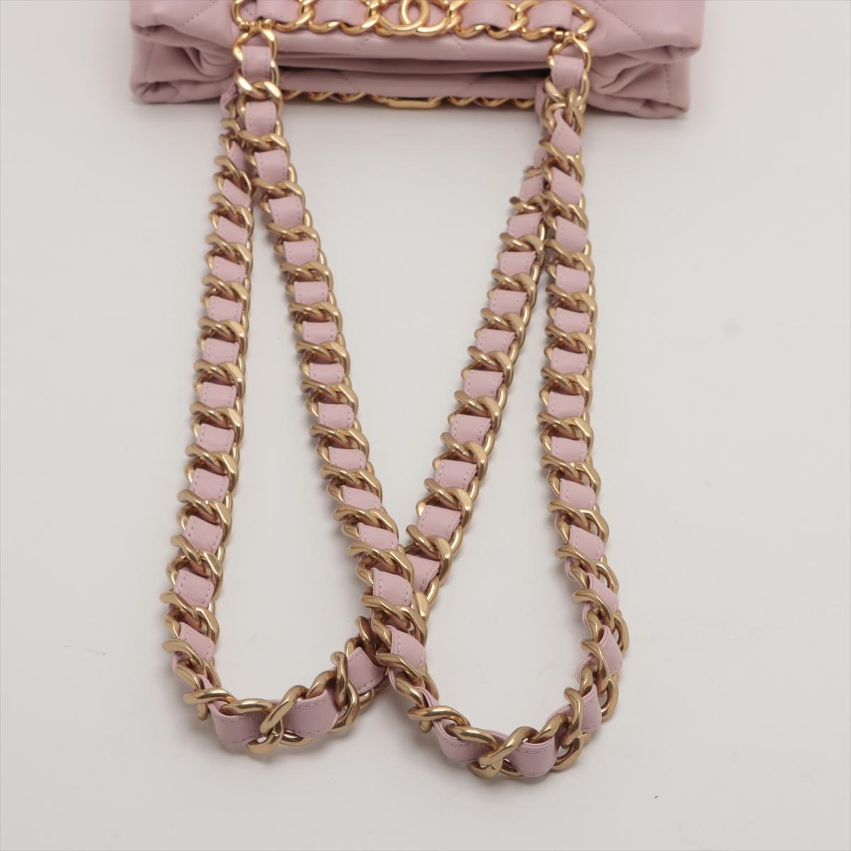 Chanel CC Logo Matelasse Lambskin Chain Shopping Tote Bag Pink For Sale 1