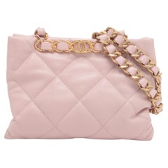 Chanel CC Logo Matelasse Lambskin Chain Shopping Tote Bag Pink