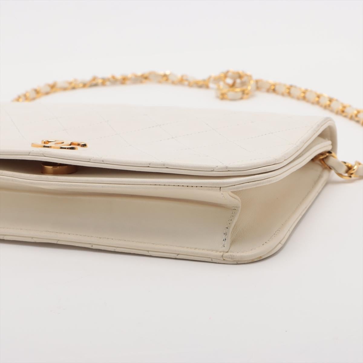 Women's Chanel CC Logo Matelasse Lambskin Chain Shoulder Bag White