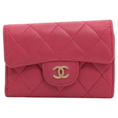 Chanel CC Logo Matelasse Lambskin Key Case Red