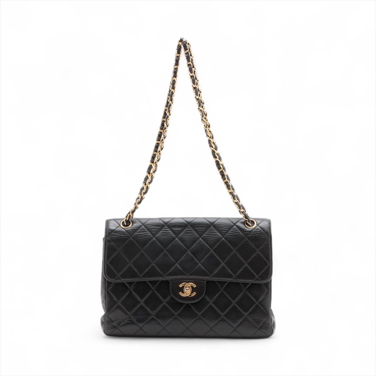 Chanel CC Logo Matelasse Lambskin Single Flap Double Chain Bag Black * PREORDER Negro