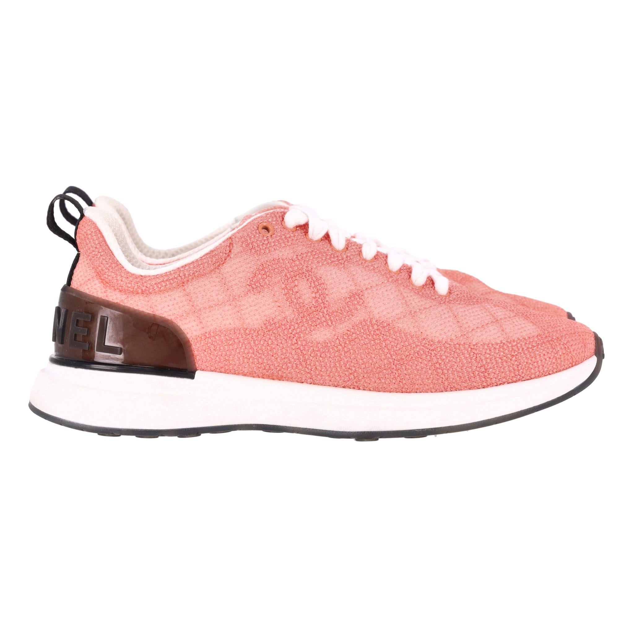 Chanel 'CC' Logo Mesh Embroidered Sneakers In Excellent Condition For Sale In London, GB