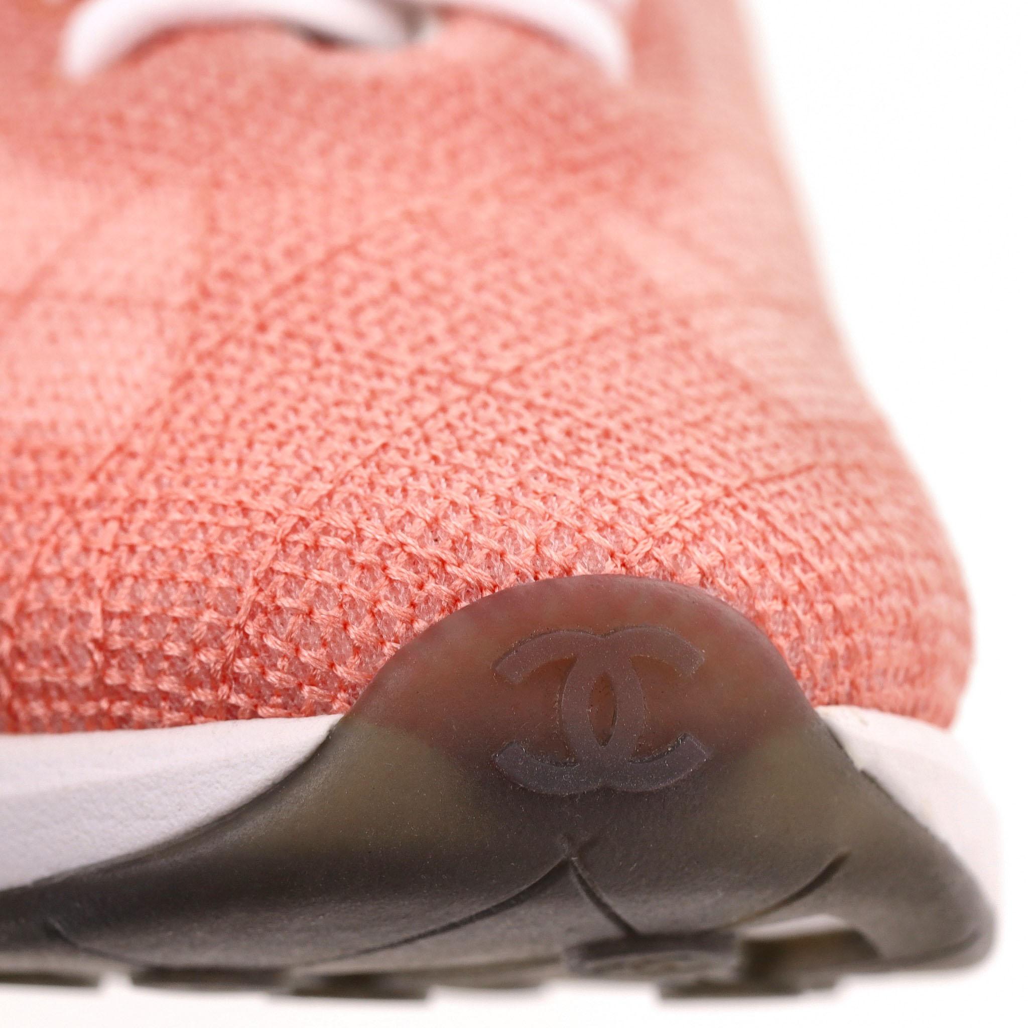 Chanel 'CC' Logo Mesh Embroidered Sneakers For Sale 4