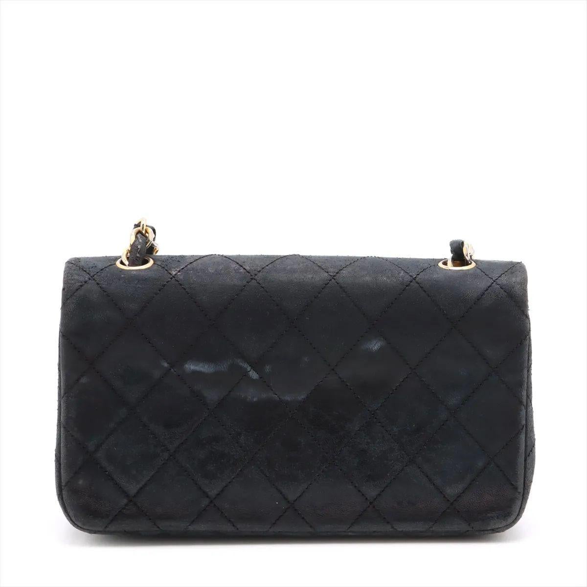 Chanel CC Logo Mini Matelasse 19 Lambskin Single Flap Single Chain Bag Black In Good Condition For Sale In Humacao, PR