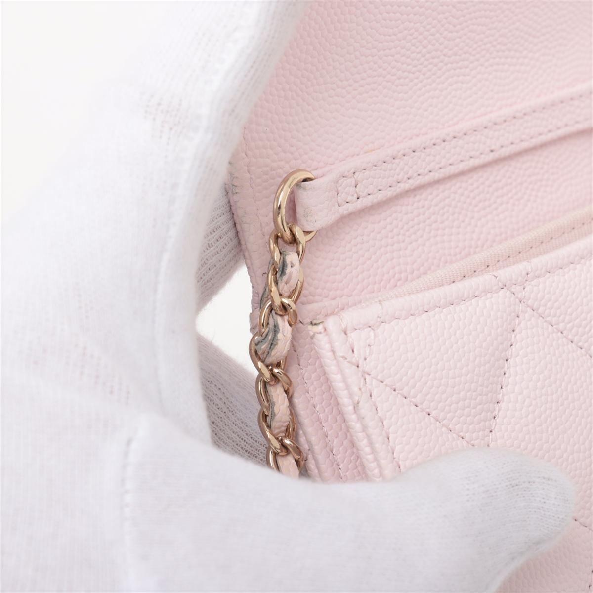 Chanel CC Logo Mini Matelasse Caviar Skin Chain Shoulder Bag Pink 7