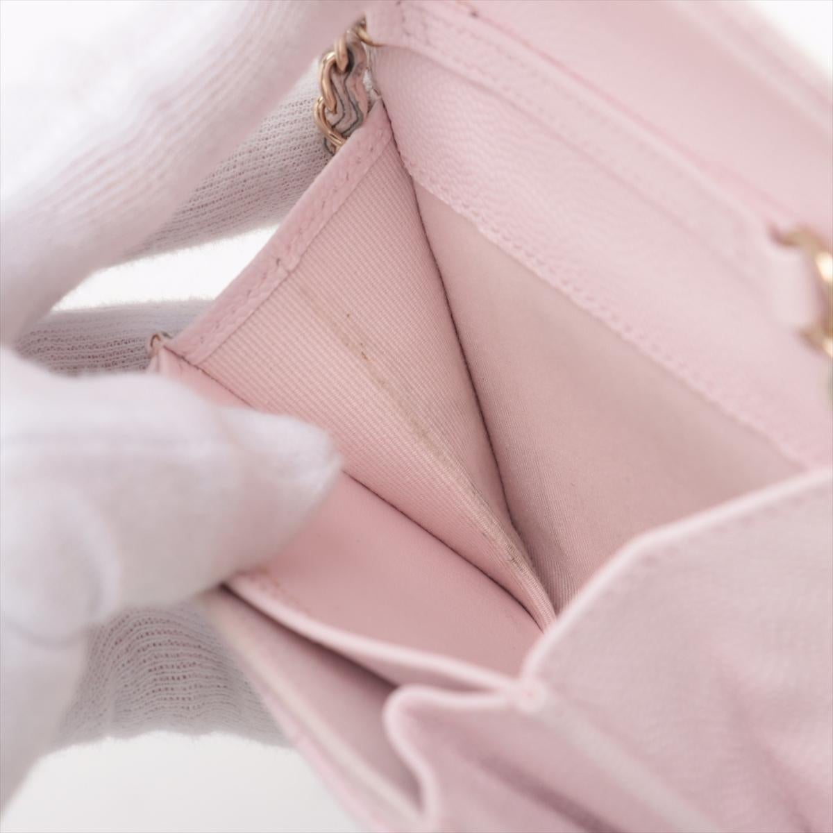 Chanel CC Logo Mini Matelasse Caviar Skin Chain Shoulder Bag Pink 8