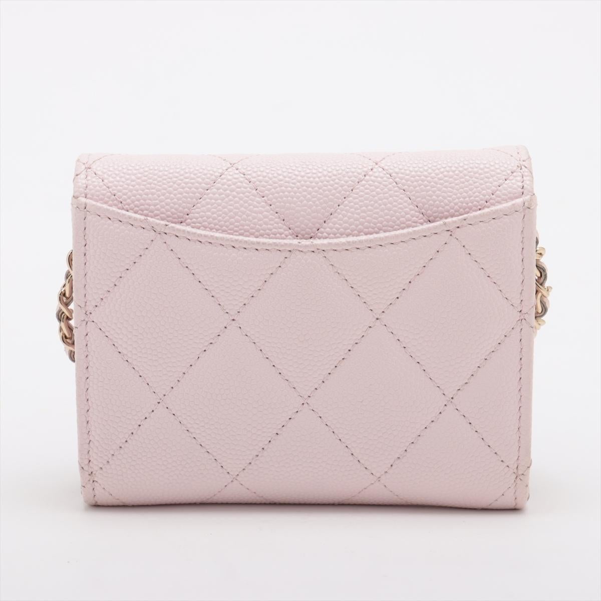 Beige Chanel CC Logo Mini Matelasse Caviar Skin Chain Shoulder Bag Pink