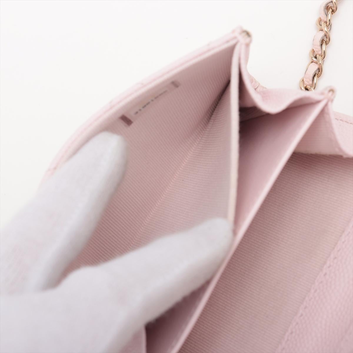 Chanel CC Logo Mini Matelasse Caviar Skin Chain Shoulder Bag Pink 4