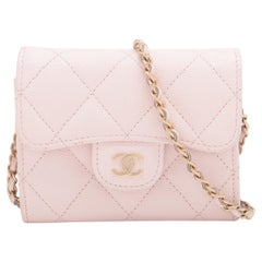 Chanel CC Logo Mini Matelasse Caviar Skin Chain Shoulder Bag Pink