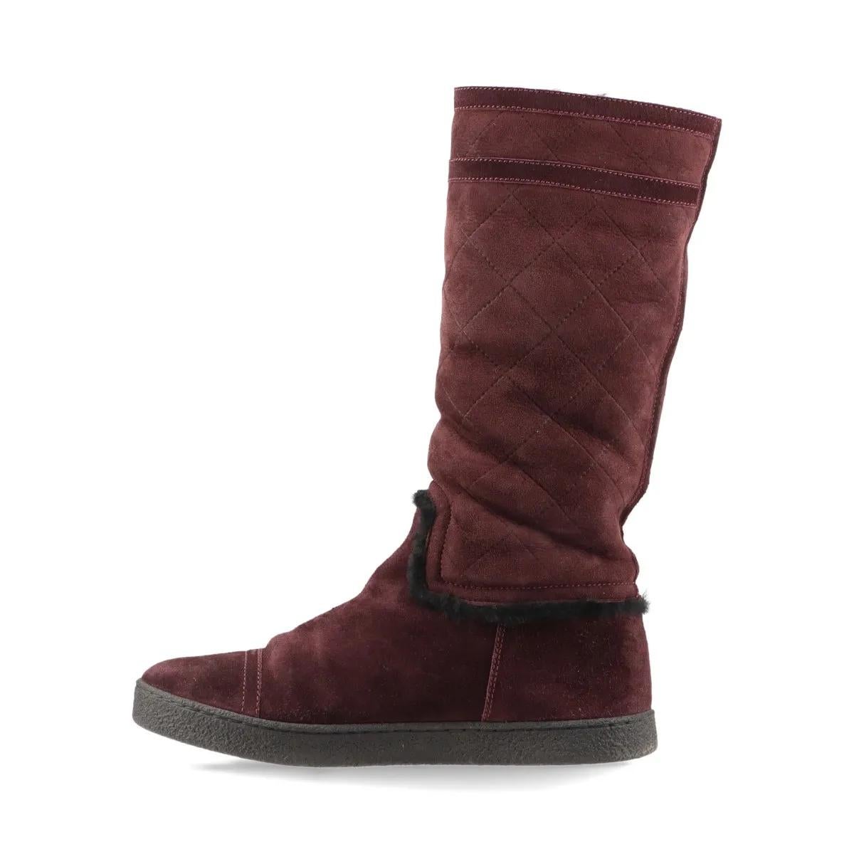 De las mujeres Chanel CC Logo Mouton Botas Largas Burdeos en venta
