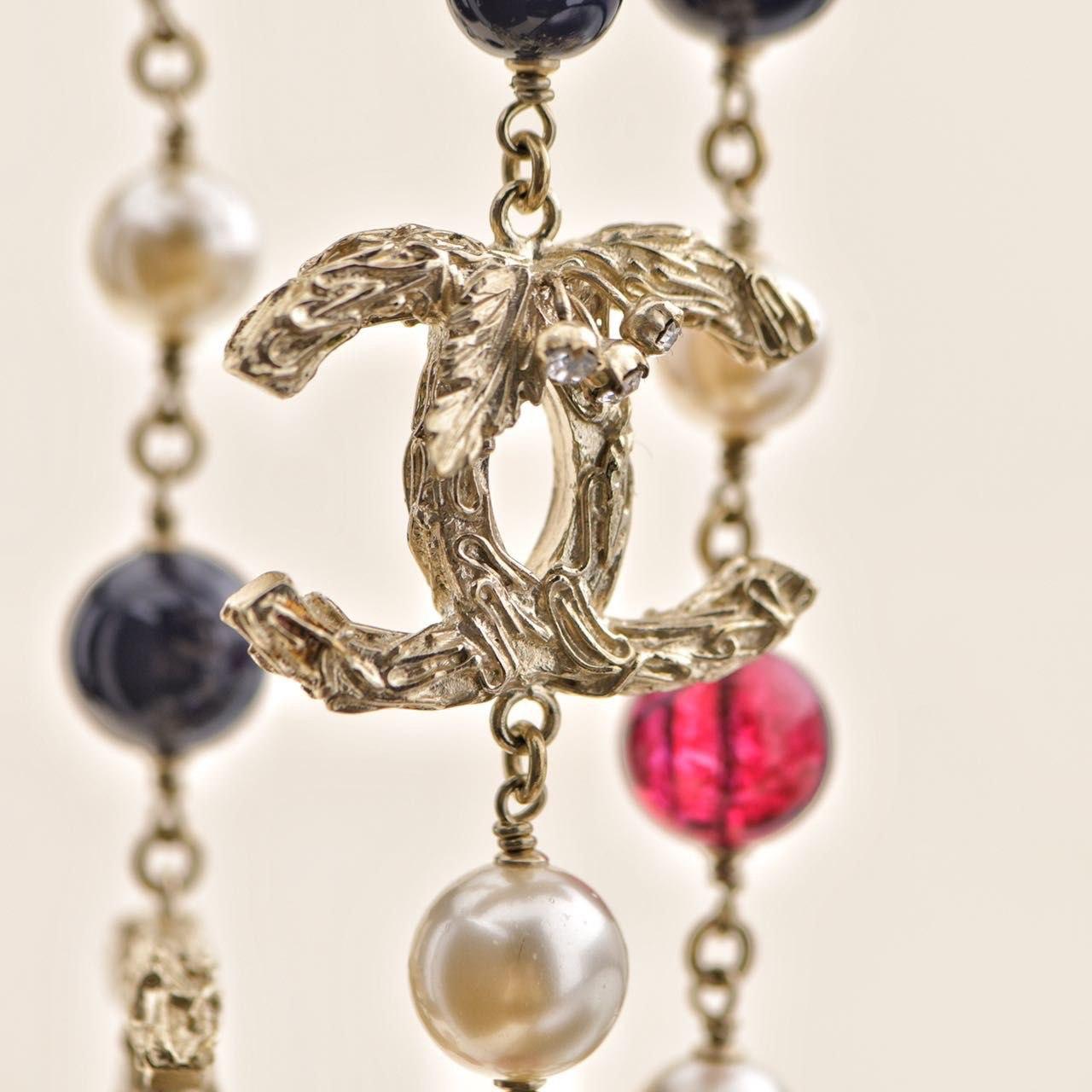 Women's or Men's Chanel CC Logo Multicolor Long Necklace