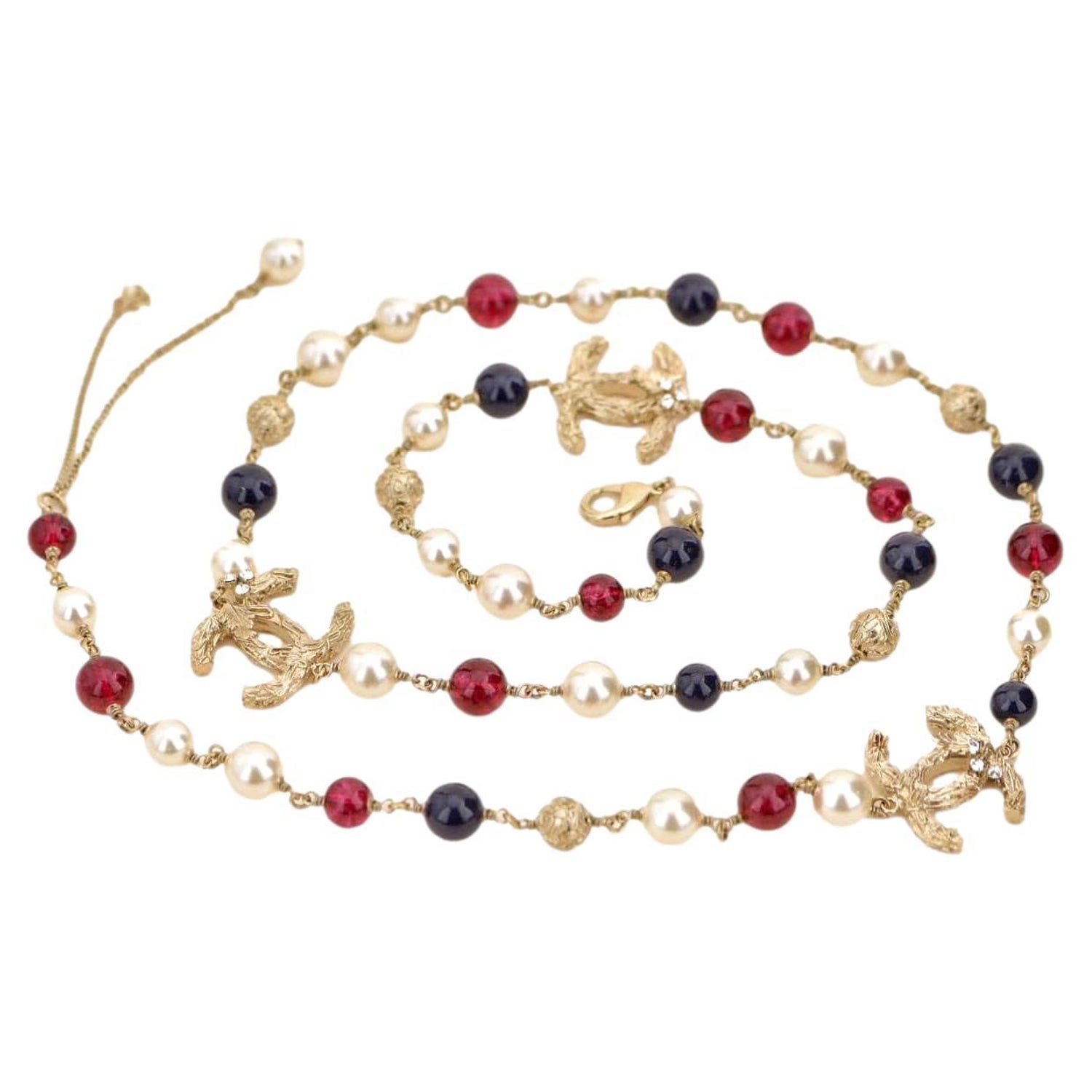 Chanel Choker/Necklace with Logo Clasp in Goldtone and Black Beads - Ruby  Lane