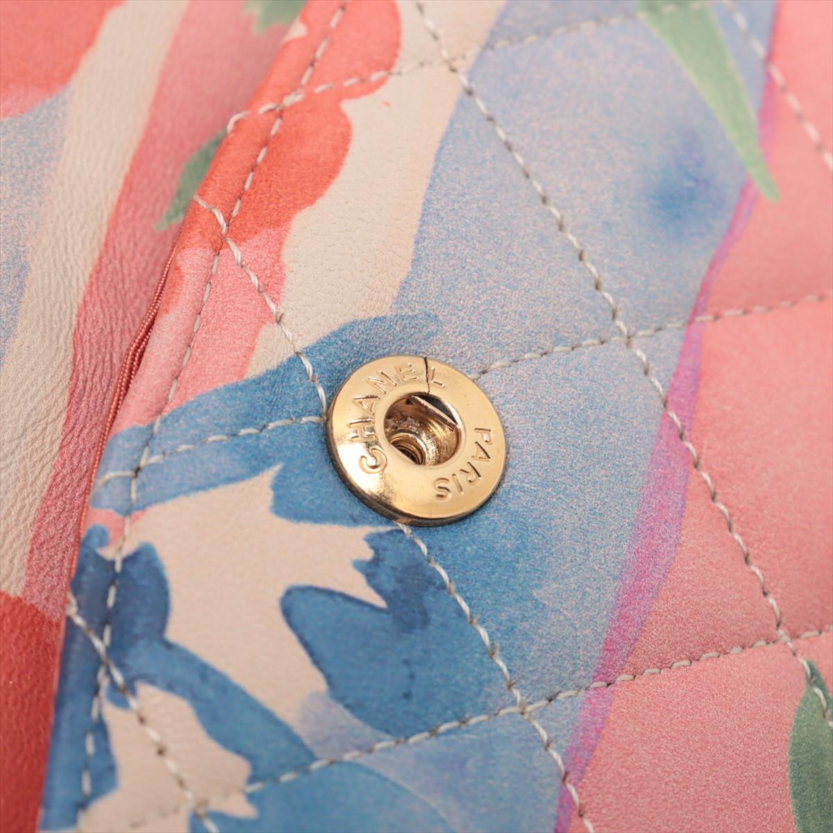 Chanel CC Logo Multicolor Acuarela Floral Matelasse Lambskin Double Flap Doubl en venta 9
