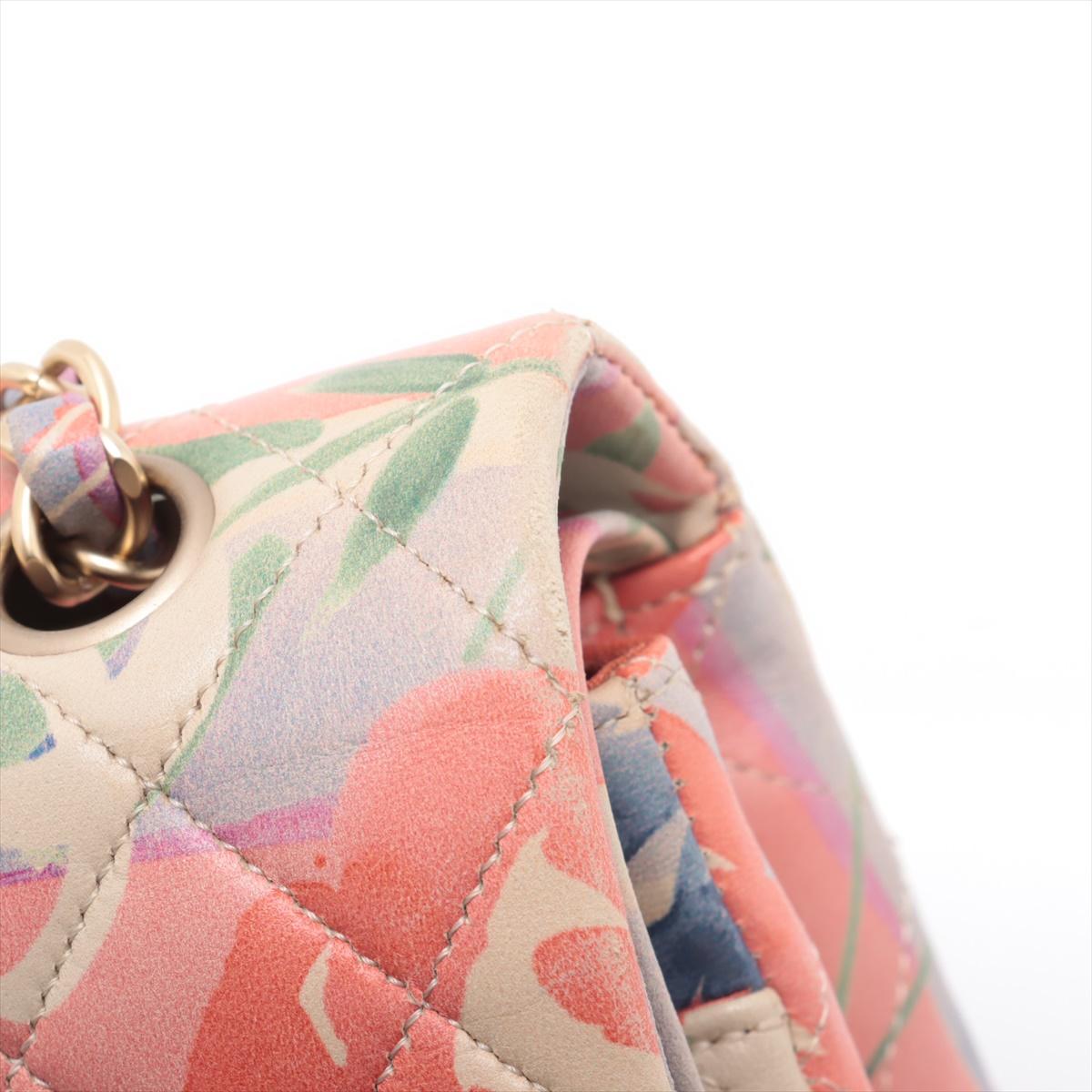 Chanel CC Logo Multicolor Acuarela Floral Matelasse Lambskin Double Flap Doubl en venta 11