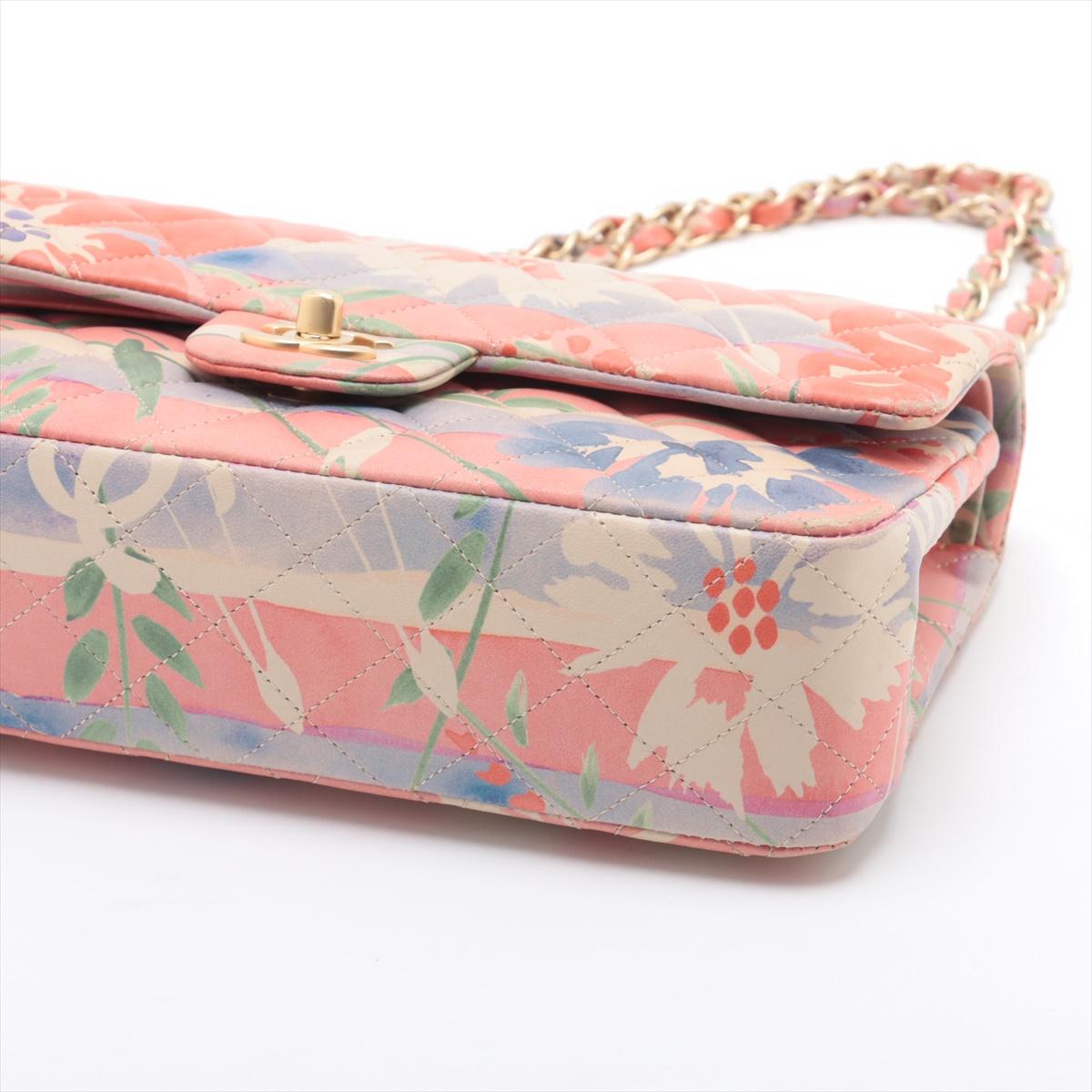 Chanel CC Logo Multicolor Acuarela Floral Matelasse Lambskin Double Flap Doubl en Bueno estado para la venta en Humacao, PR